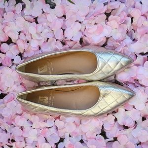 Bruno Magli Bianca Ballet Flats Quilted Leather in Metallic Gold